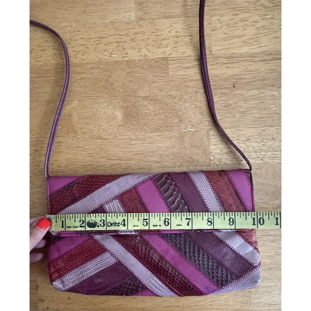Vintage David Mehler for DAME Purple Pattern Real Snakeskin‎ Purse